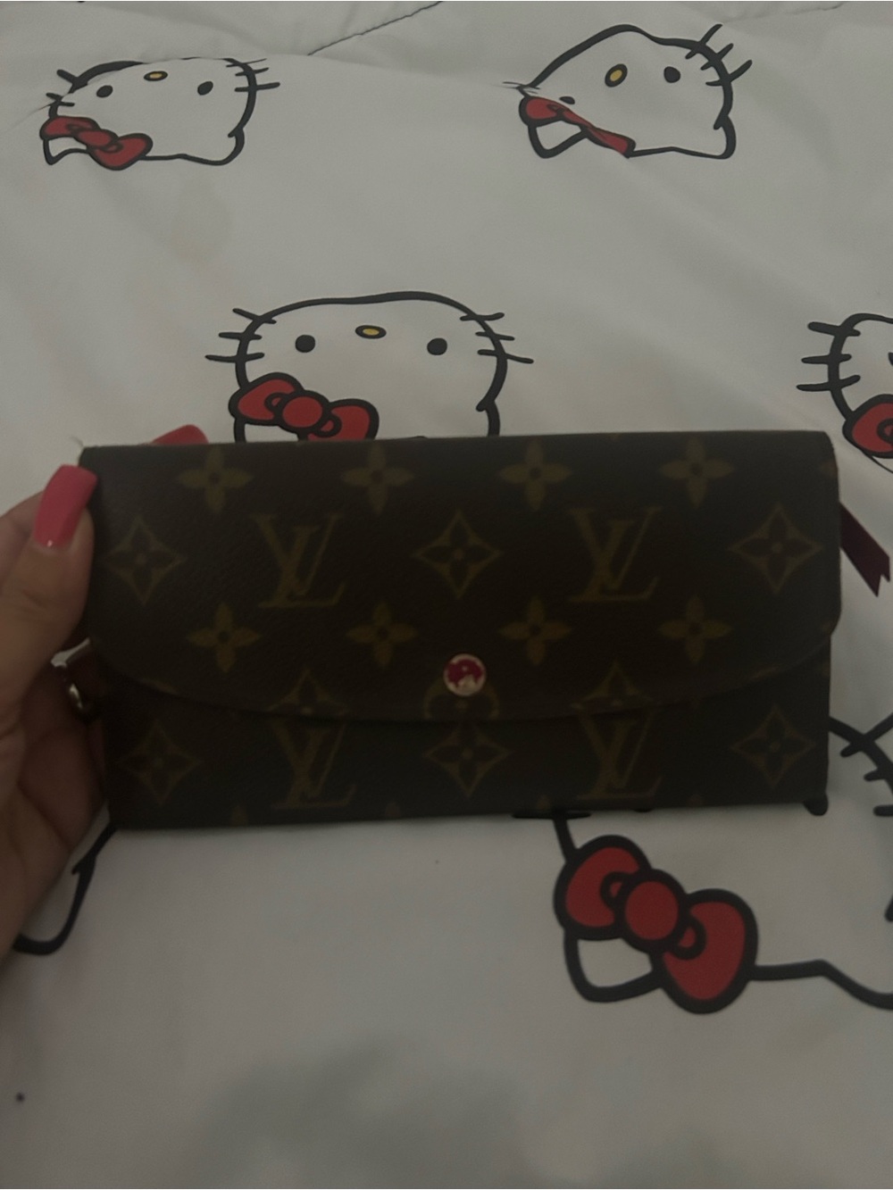 Louis Vuitton Monogram Canvas Brown Continental Wallet with Red Snap